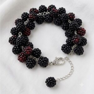 NWT BlackBerry Cluster Charm Bracelet - Adjustable Fit - Handmade